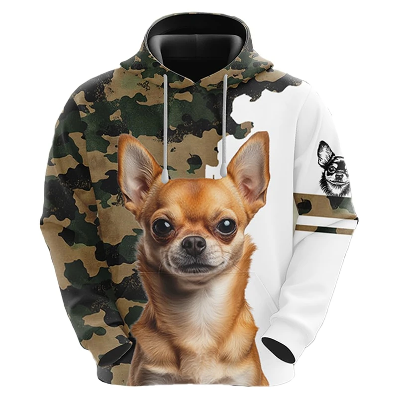 Толстовка мужская камуфляжная с 3D-принтом собаки повседневный уличный костюм