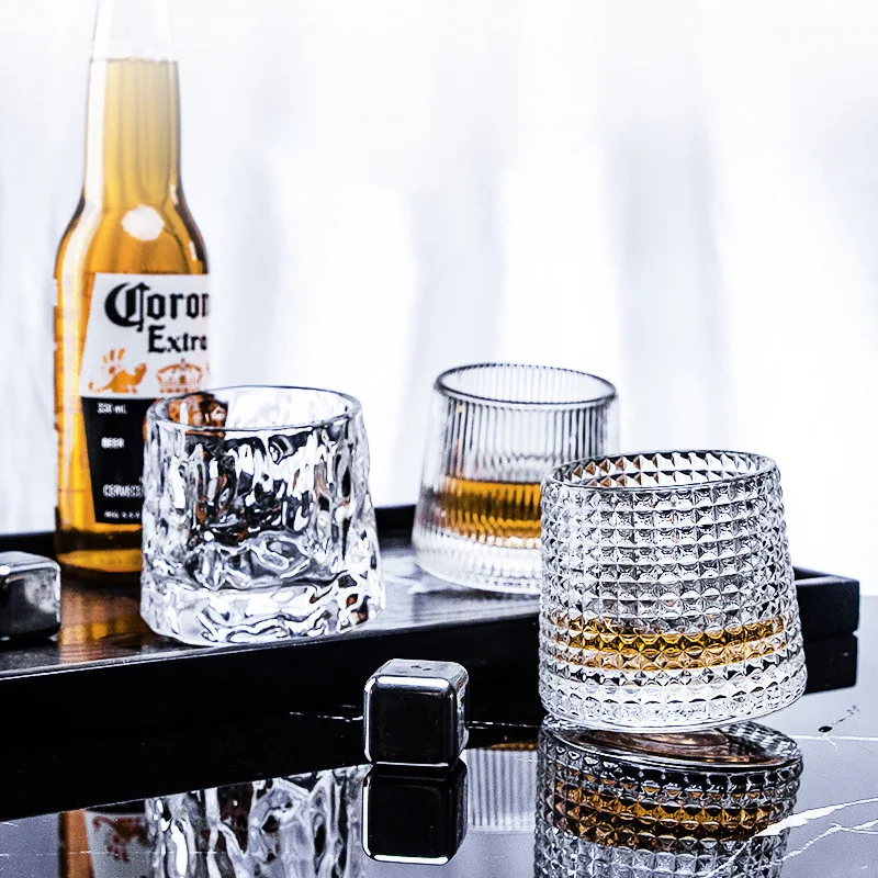 Tumbler Glass Cup Whiskey Glass Cocktail Cup High-end Wine Glasses Champagne Wine Glasses Spinning Gyro Cup Gift for Men
