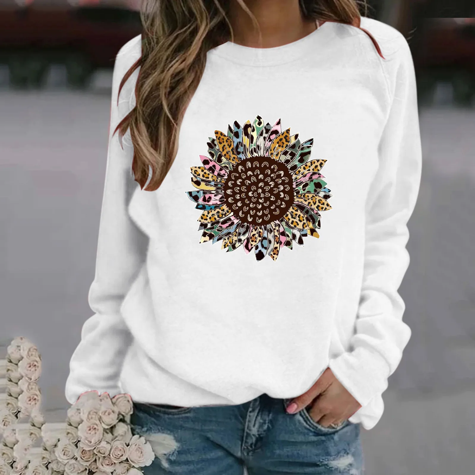 

Women's T Shirt Floral Print Long-sleeved Shirts Casual Pullover Tops Women Plus Size Women Clothing Blusas Mujer De Moda 2022