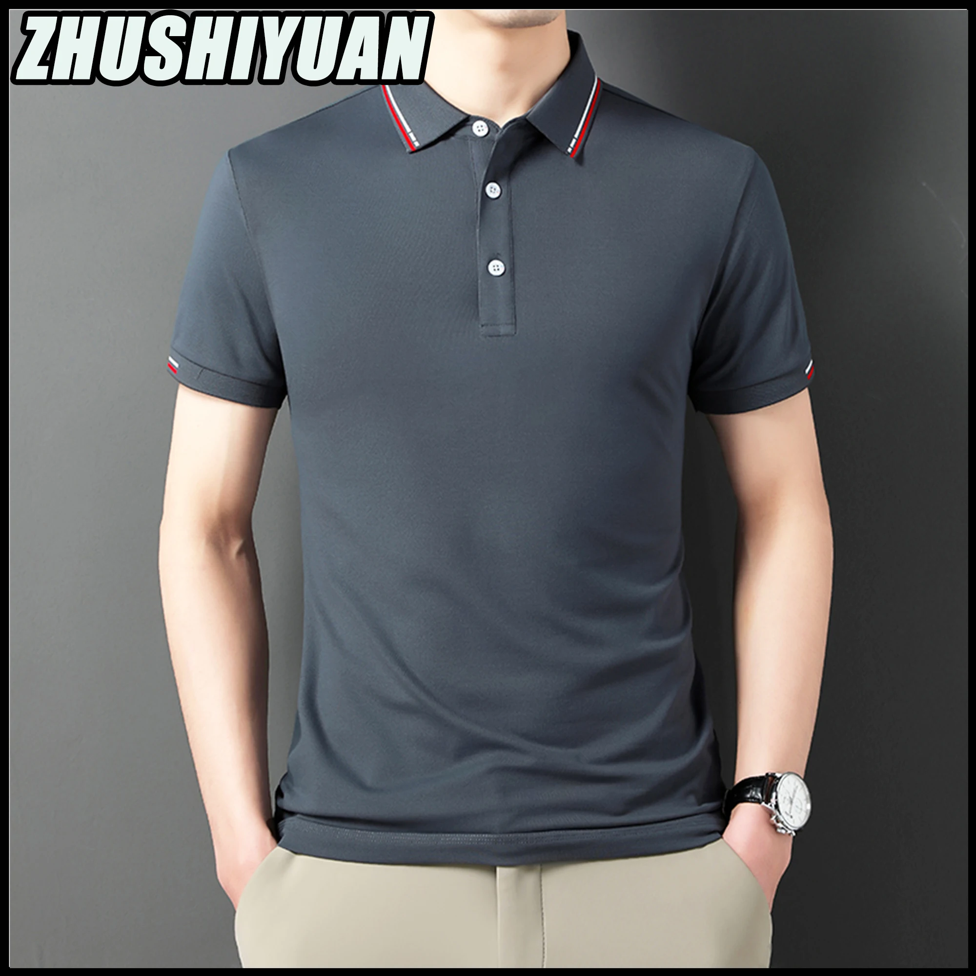 

Polo Shirts For Men 2023 Summer Luxury Designer Vintage T-Shirts Fashion Clothes Lapel Classics Tshirts Black Top Special Offer