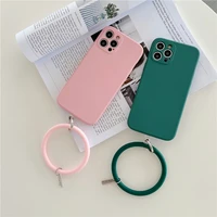 fashion solid color silica gel wristband phone case for iphone 13 12 11 xs xr x pro max 6 6s 7 8 plus se 2020 shockproof cove