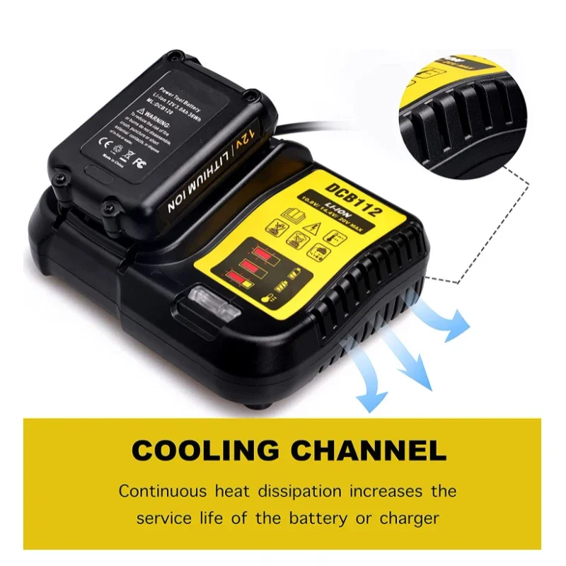 Зарядное устройство DCB112 для аккумуляторов Dewalt 10 8 В 12 14 4 18 в 20 DCB200 DCB101 DCB115 DCB107 DCB105