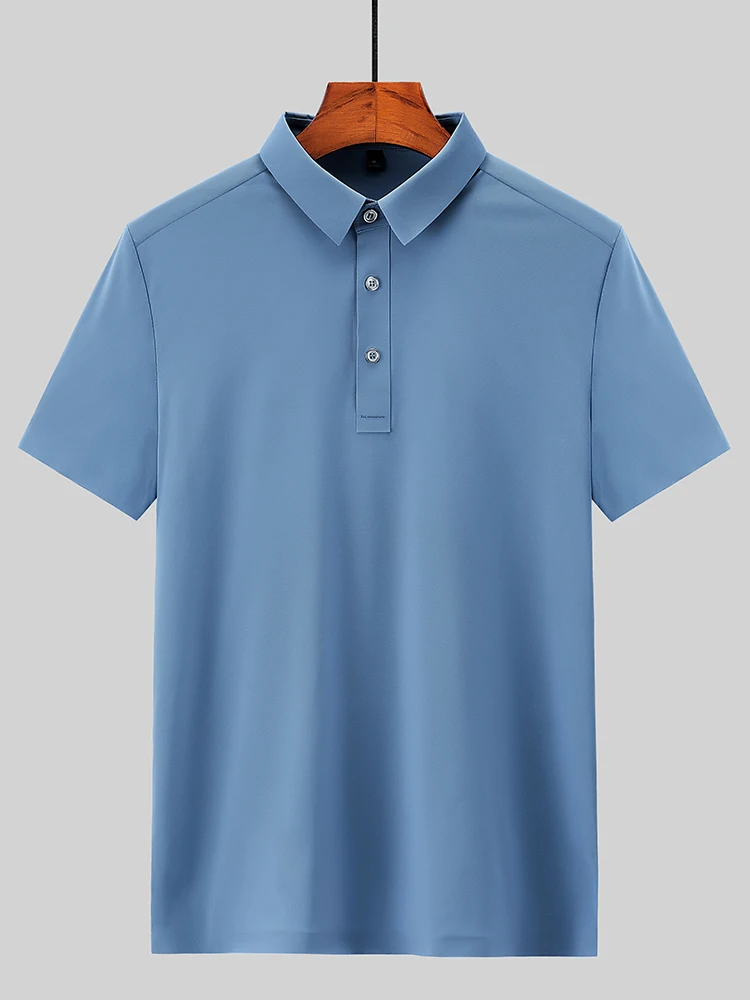 

Summer Men Polo Shirts Breathable Cool Nylon Spandex Short Sleeve Classic Solid Polos Men Golf Wear Tees Shirt Plus Size 8XL