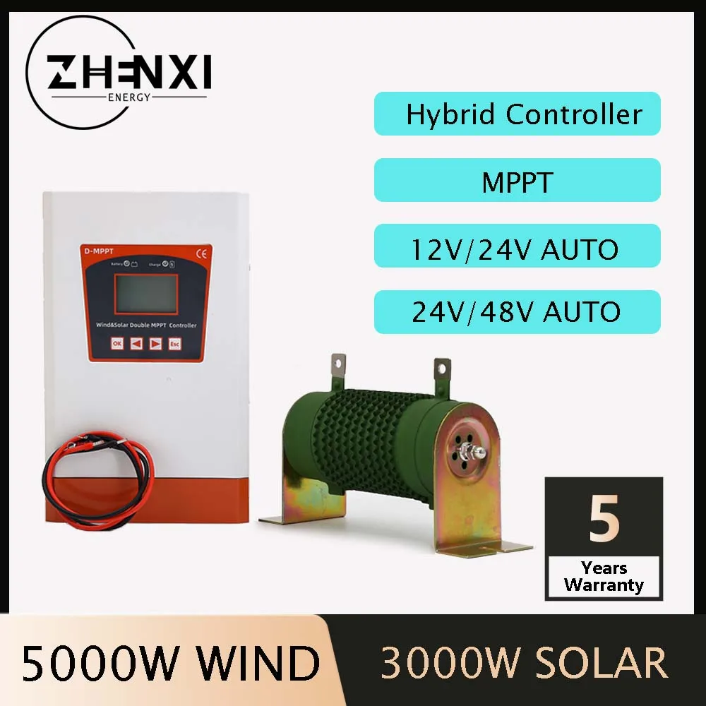 

ZHENXI 5000W Hybrid Wind&Solar Controller Off Grid System for Wind Turbine Generator Solar Panel Kit 12/24/48V Lifepo4