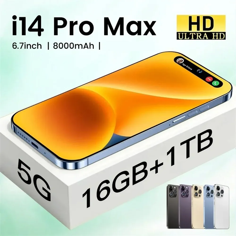 

I14 Pro Max Smartphone Android 6.7inch Cellphones Face Recognition 16GB+1TB Smart Mobile Phones Global Version 4G 5G Cell Phone