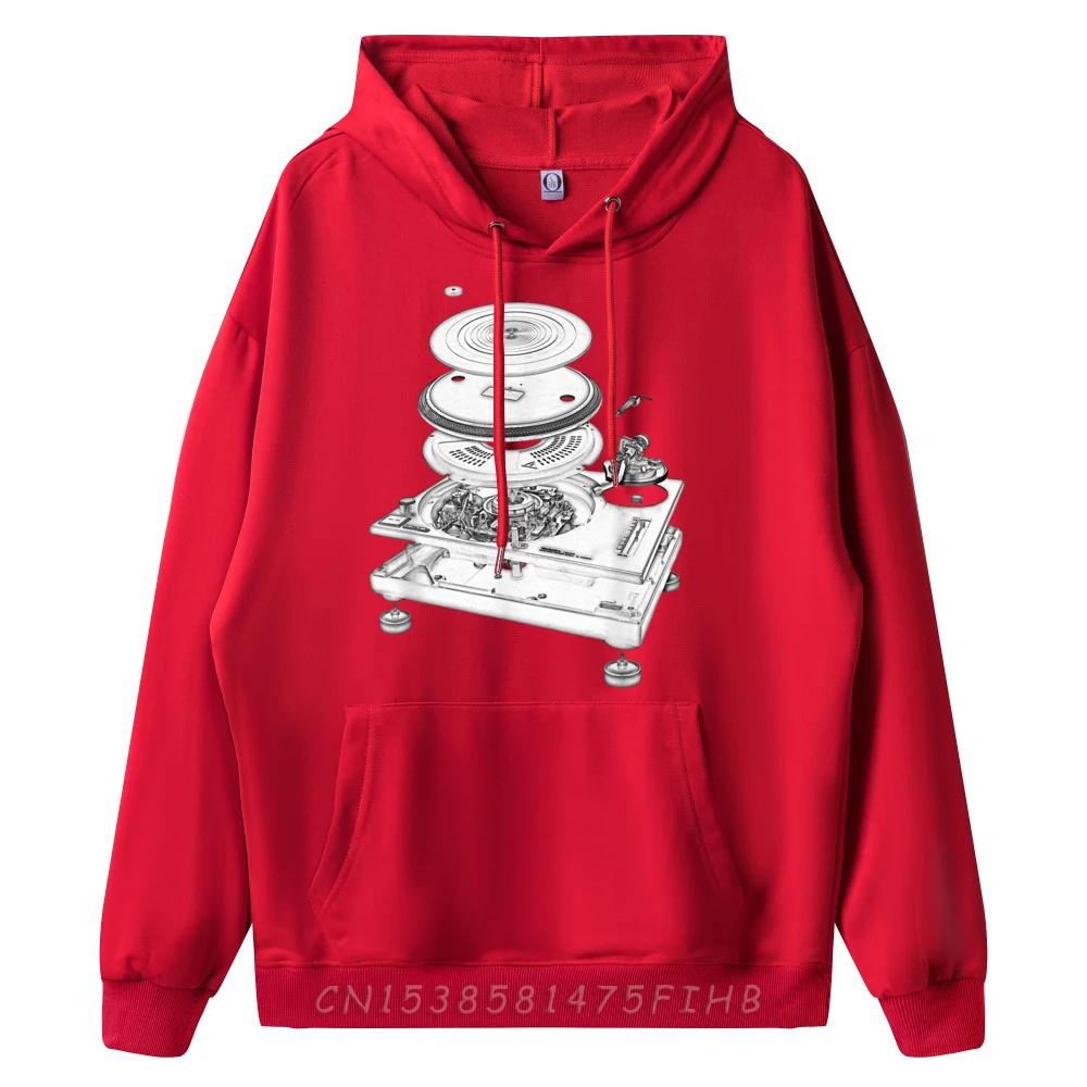 DJ Turntable 1210 MK2 Exploded Blueprint Design Большие толстовки для мужчин Осенняя мужская одежда