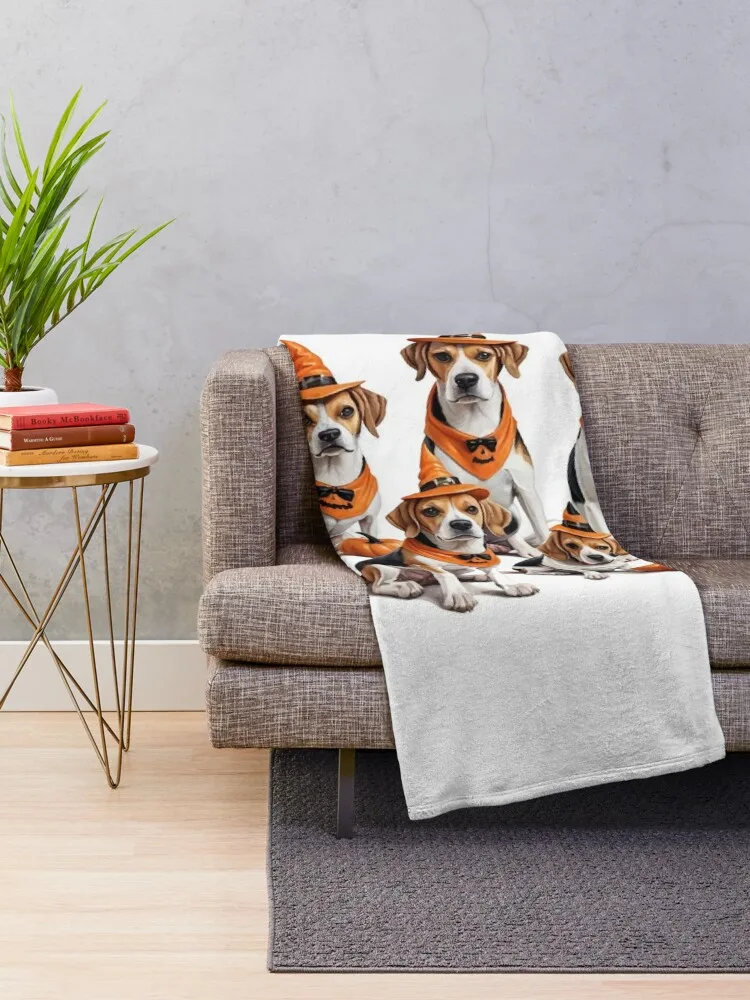 Счастливый Хэллоуин плед с изображением бигля и собак термобелье для