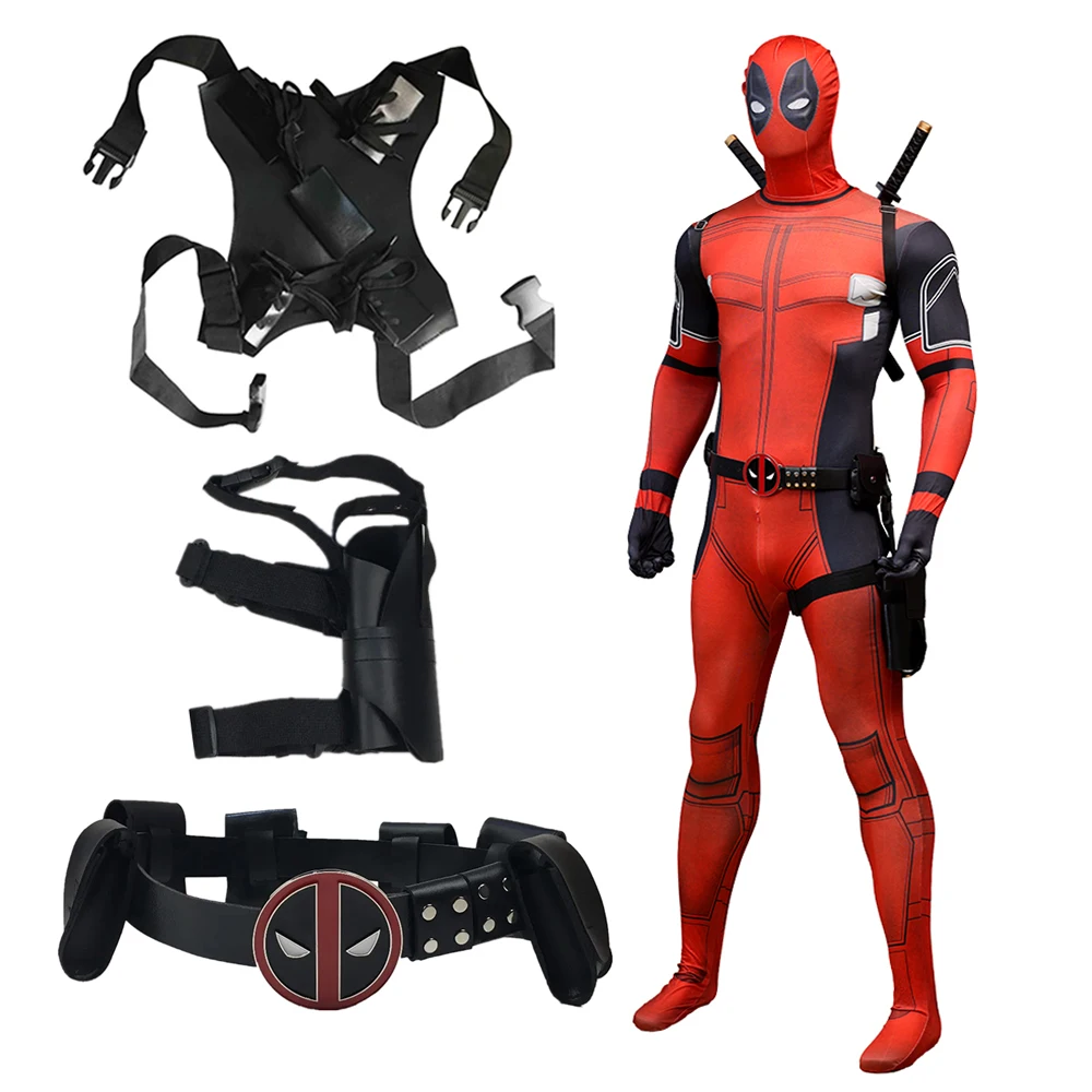 Набор костюмов DEADPOOL для детей и взрослых боди косплея аксессуары пояс мечи