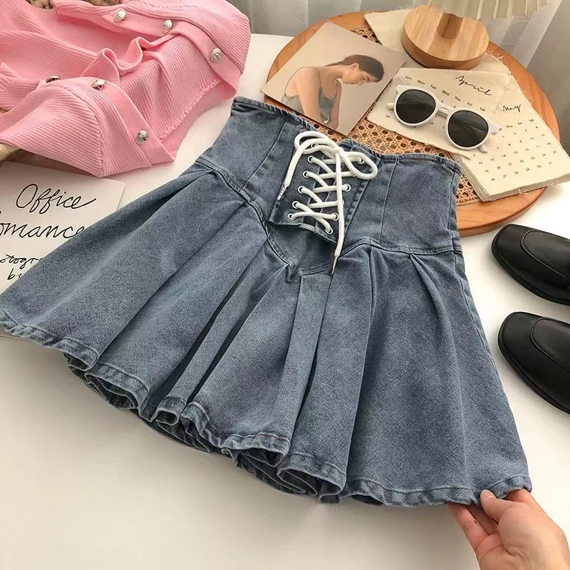 

2023 Summer Girls Fashion A Line Jeans Denim Skirt