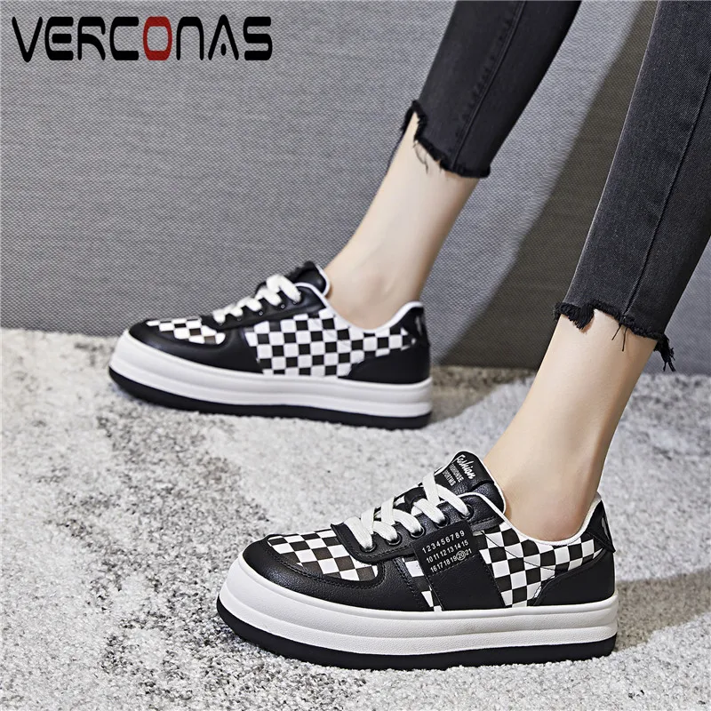 

VERCONAS новые классические модные женские брендовые смешанные цвета на четыре сезона весна-лето бычья кожа лаконичные повседневные туфли для ...