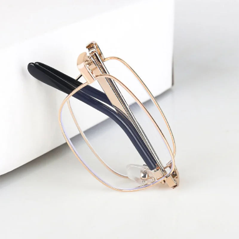 

Foldable Reading Glasses Gold Metal Eyeglasses Portable Ultralight Presbyopia Blue Light Blocking Glasses Eyewear For Women Men