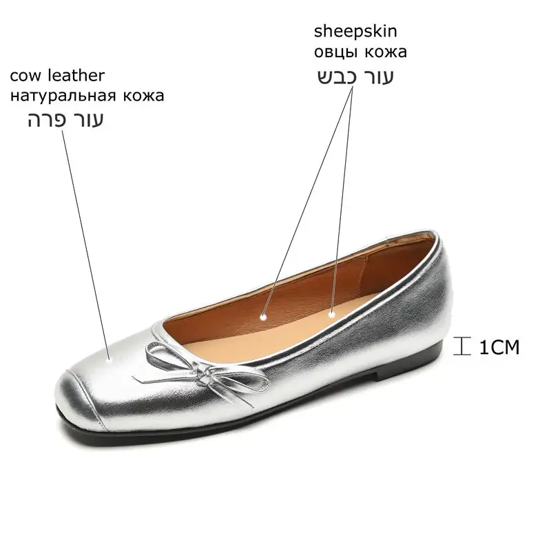 Comfortable Natural Genuine Leather Women Heels Shoes Fashion Butterfly-knot Design Low Heel Shoes Easy To Walk Autumn Shoes