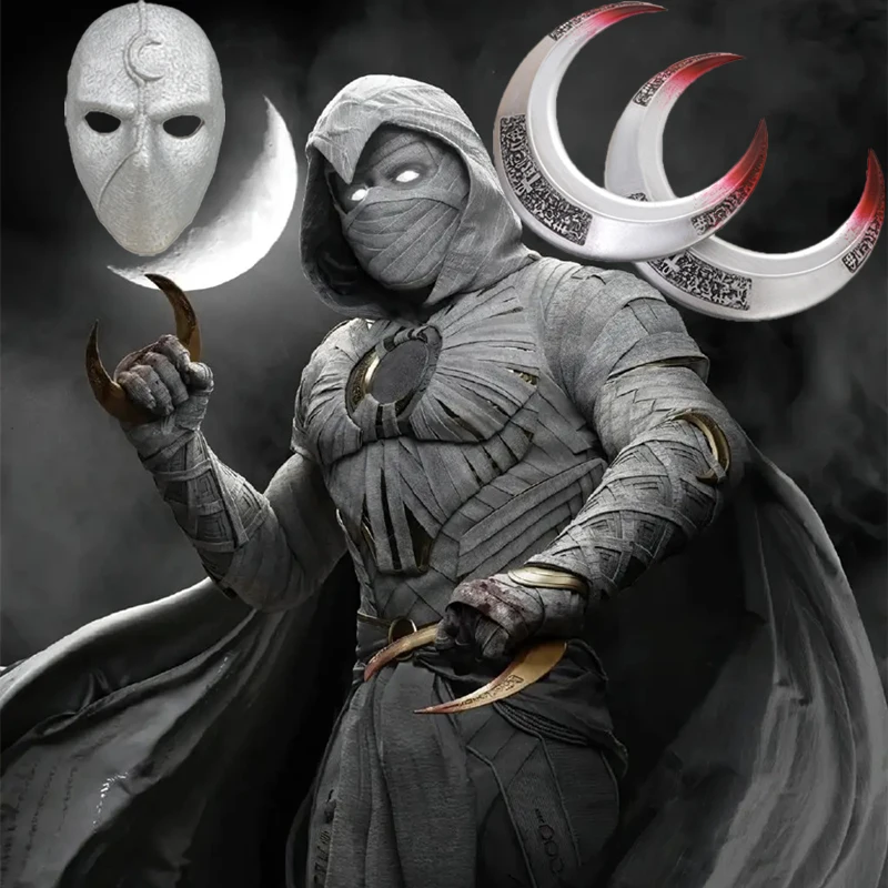 

Marvel legends Moon Knight Cresent Dart Marc Arms Mask Khonsu Machete Cosplay Props Face mask The Avengers Model Action Figure