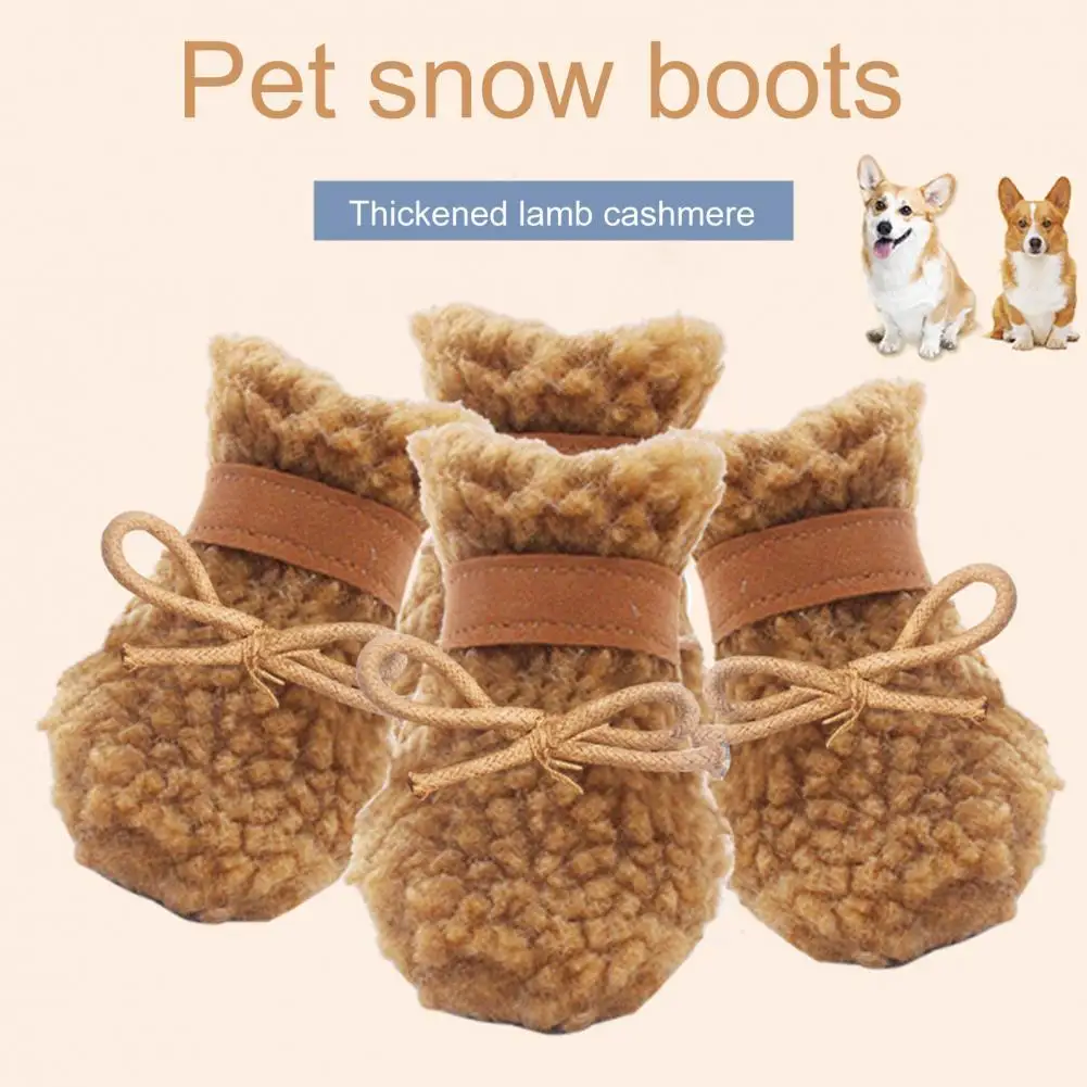 

Delicate Texture 2 Colors Medium Dog Winter Booties Pet Paw Protector for Autumn
