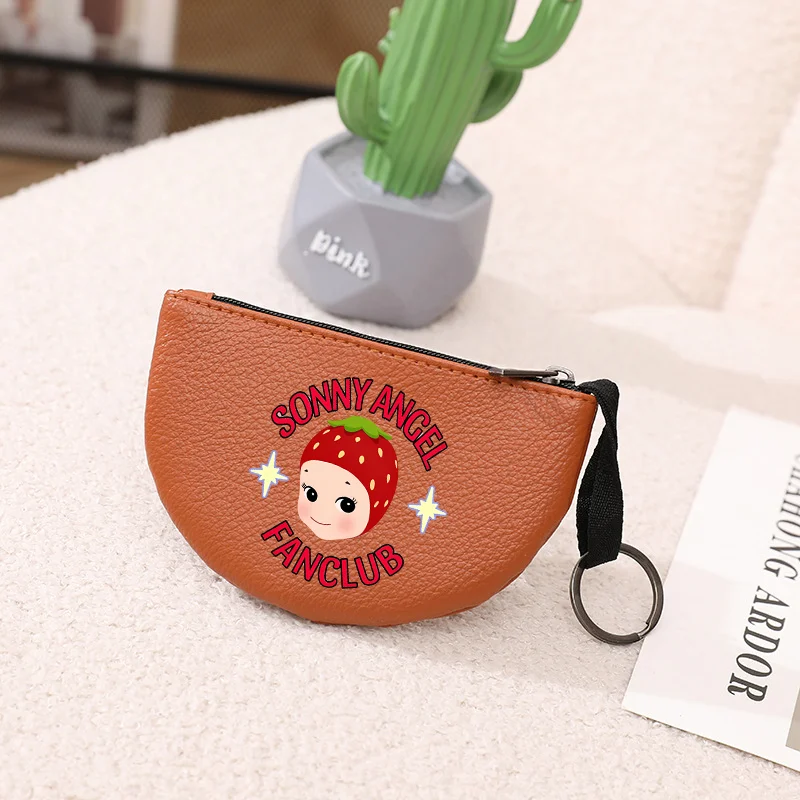 Sonny Angel Half Circle PU Мягкая кожа Тонкая сумка для монет Леди Личи Узор Карман денег