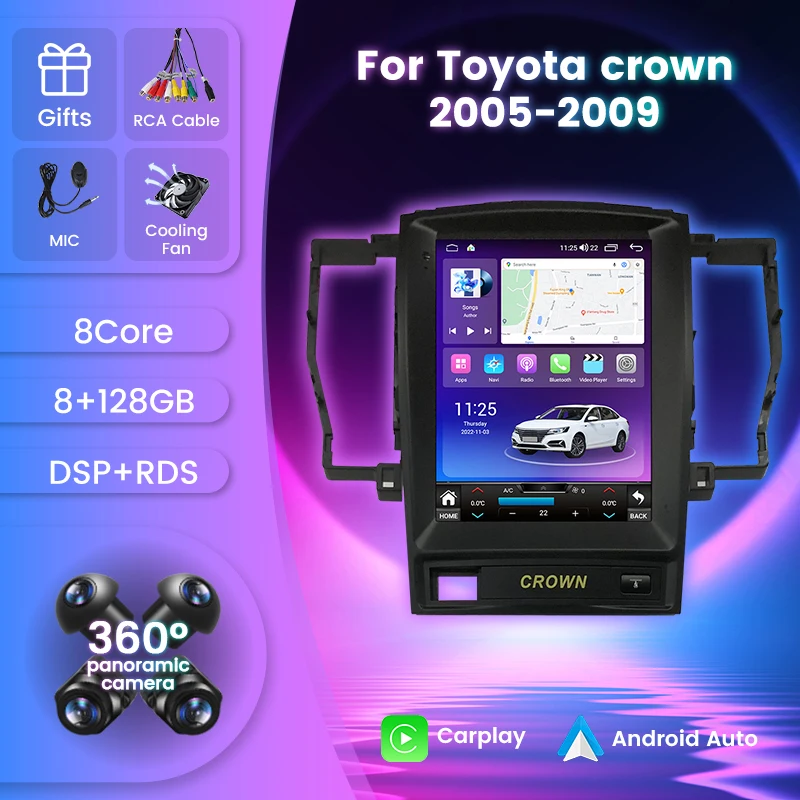

Мультимедийная магнитола для Toyota Crown 9,7-128, 2005 дюйма, 8 + 2009 ГБ, GPS