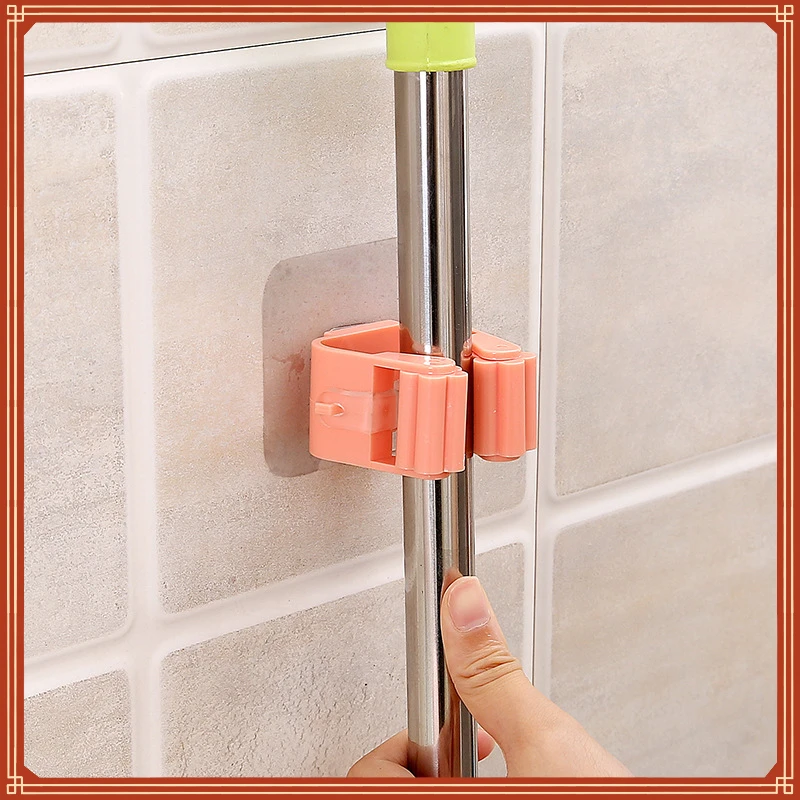 

Wall Mounted Shelf with Organizer Hook for Bathroom Accessories - The Perfect Mop Rack Solution for a Tidy Space