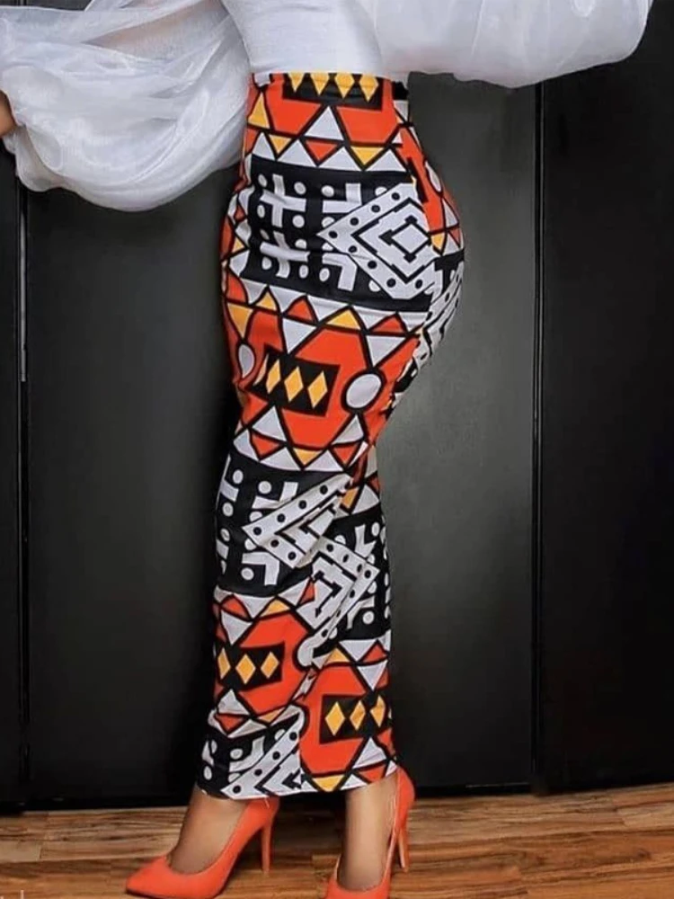 Юбка женская с принтом винтажная офисная скромная облегающая завышенной талией