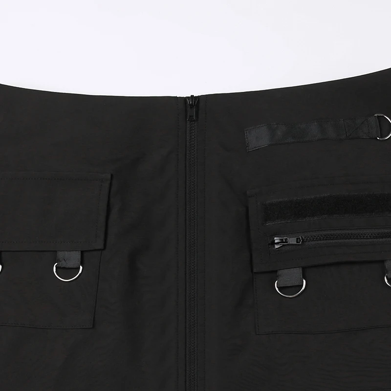 Мини-юбка в стиле пэчворк с заниженной талией и карманами