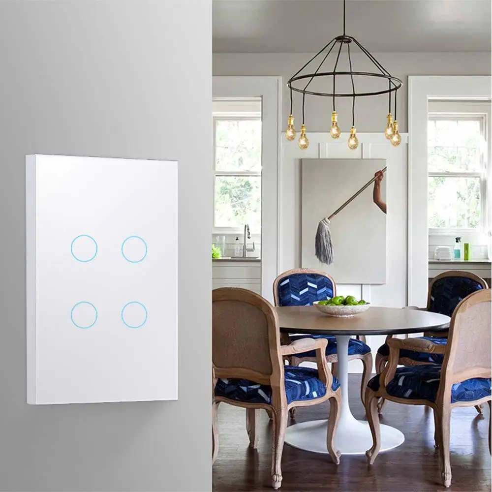 

1/2/3/4gang TUYA WiF Smart Switch Timing Touch Panel Light Wall Button Work With Alexa And Google Home Assistant No Need Hub