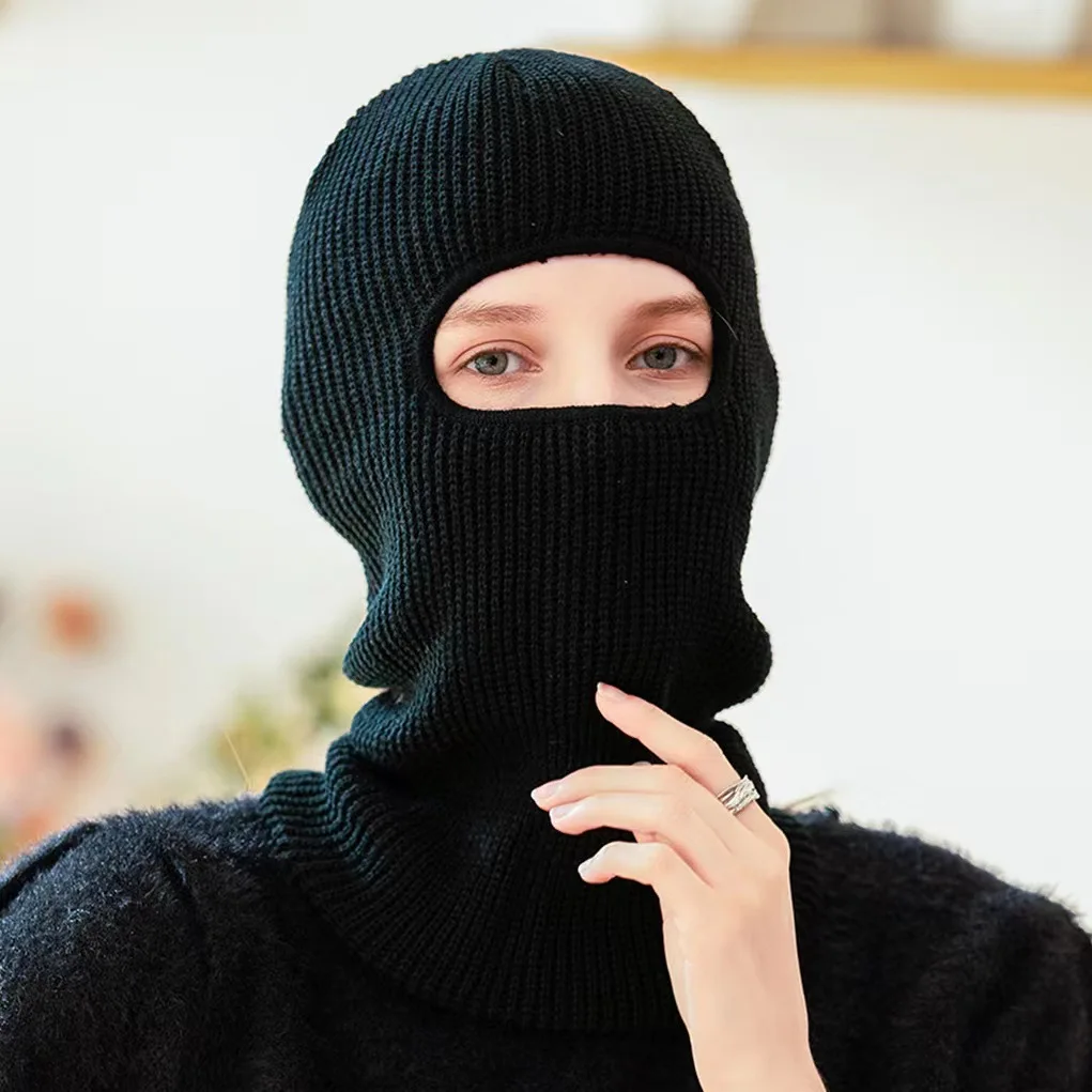 Вязаная шапка Y2K с 1 отверстием закрывающая все лицо мужская и женская зимняя