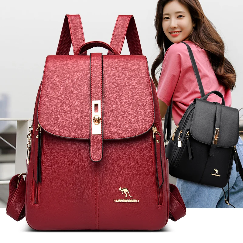 

Winter Women Leather Backpacks Fashion Shoulder Bags Female Backpack Ladies Travel Backpack New Mochilas School Bags For Women