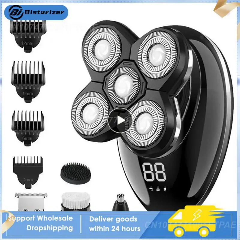 

1/2/3PCS Electric Shaver For Men Bald Hair Trimmer 4D Floating Cutter Beard Trimmer Clipper Waterproof Shaving Machine LCD