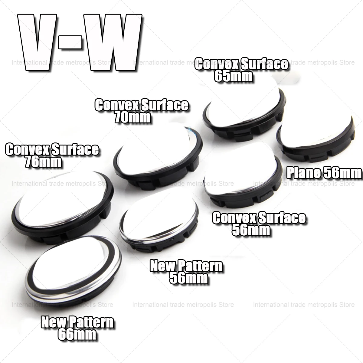 

100pcs Black Silver Rim Hub Cover For VW Decorate Accessories Wheel Center Caps Logo Hubcap Badge 56mm 65mm 66mm 70mm 76mm