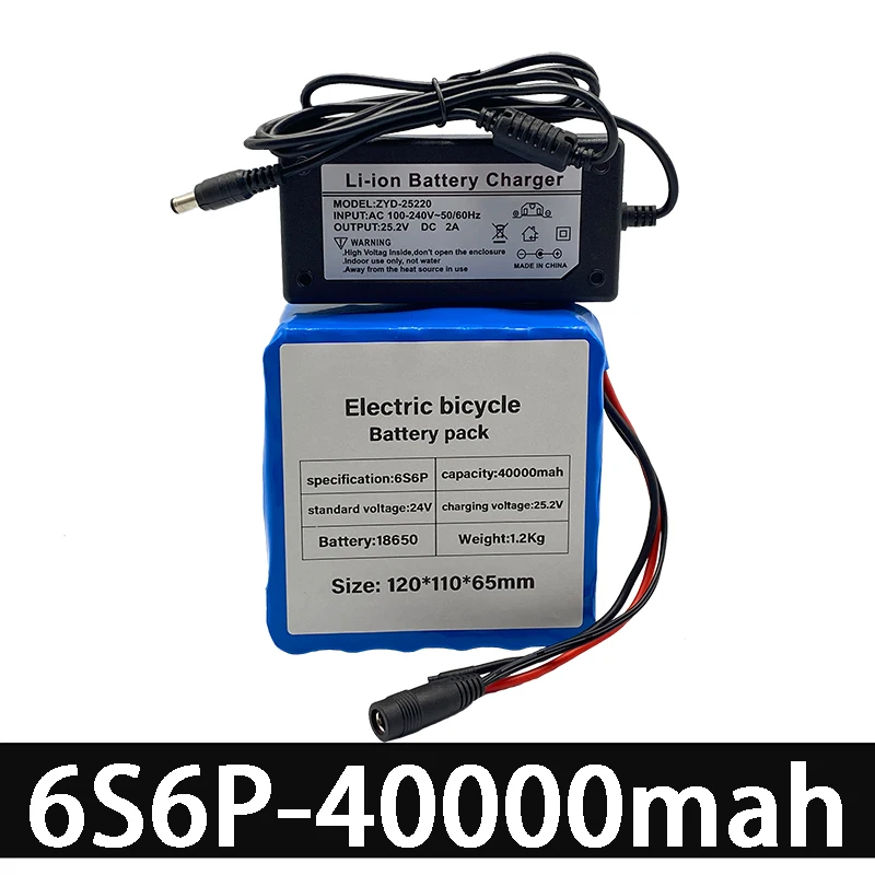 

24v 40ah 6S6P lithium-batterie 25,2 V 40000mAh li-ion akku für fahrrad batterie pack 400w e bike 250w motor + 2A ladegerät