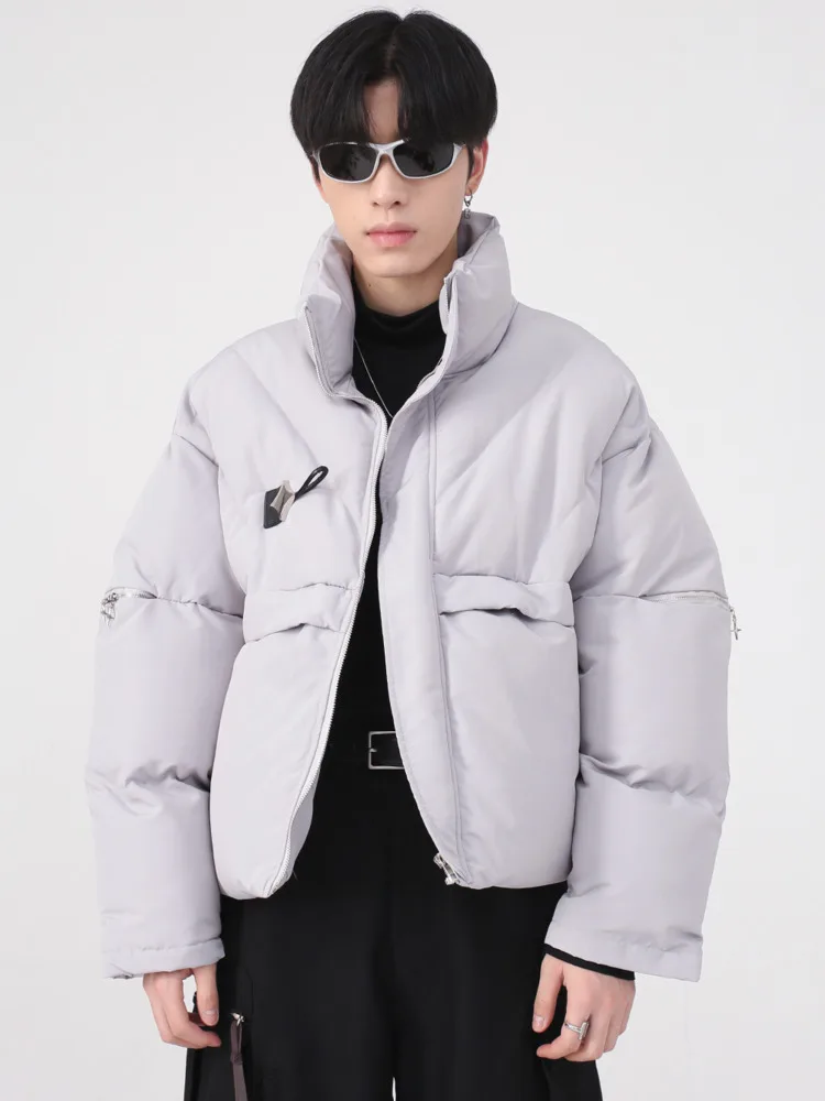 

SYUHGFA Men Clothing Korean Short Style Stand Collar Cotton-padded Coat 2022 Winter Fashion Warm Cotton-padded Jackets