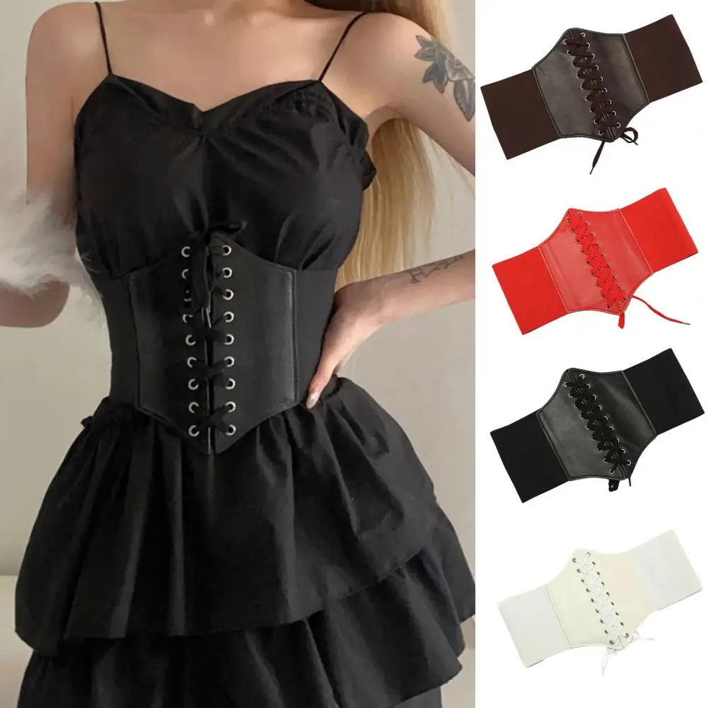 

Ladies Corset Belt Palace Style Ladies Corset Elegant Faux Leather Waist Girdle for Women Elastic Waistband Shape Enhancing