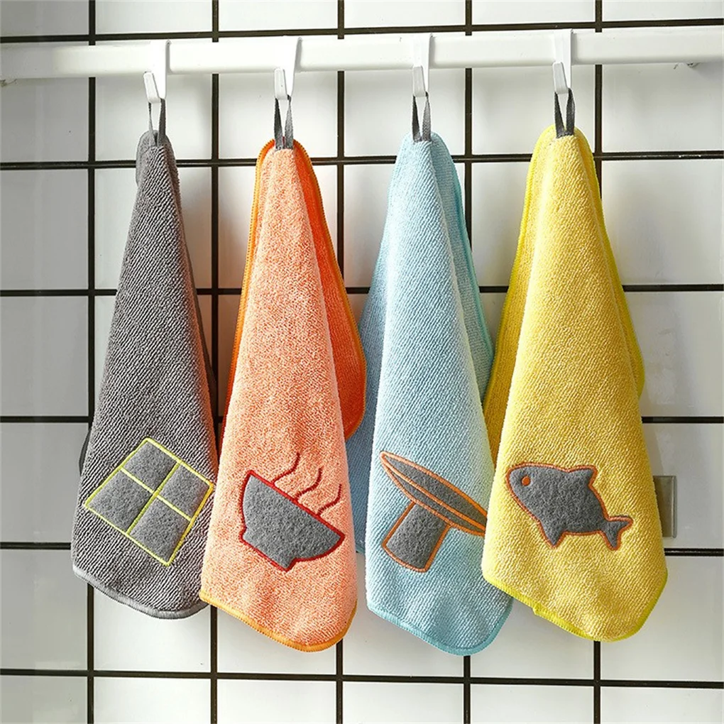 

Water Absorbing Thickened Dishcloth Wall Hanging Reusable Dishes Cloth Fork Chopsticks Rag Tableware Scouring Towel Toilet