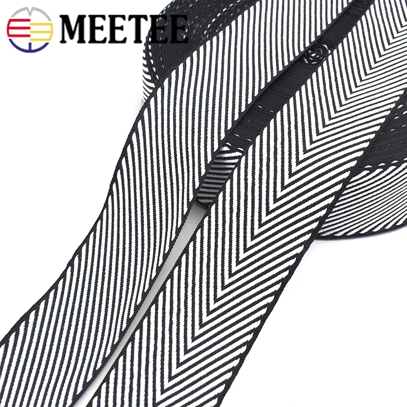 

20Meters 10-38mm Jacquard Webbing Tape Black White Stripe Ribbon Clothes Bag Strap Luggage Bias Band Garment Sewing Accessories