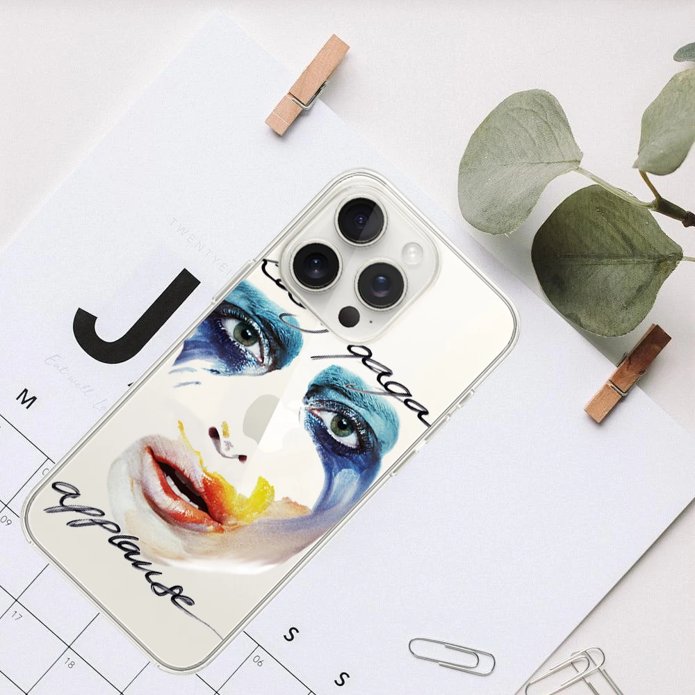 L-Lady Singer G-Gaga Phone Case for iPhone 12 11 13 14 15 16 Max Pro Plus Transparent Cover
