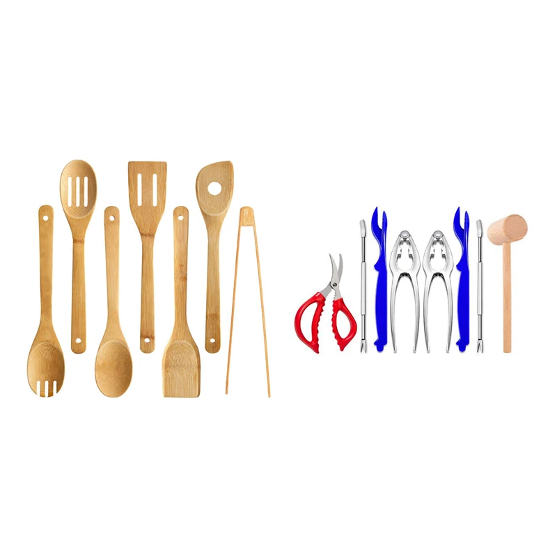 

Набор бамбуковой посуды из 7 предметов и набор инструментов для морепродуктов из 8 предметов