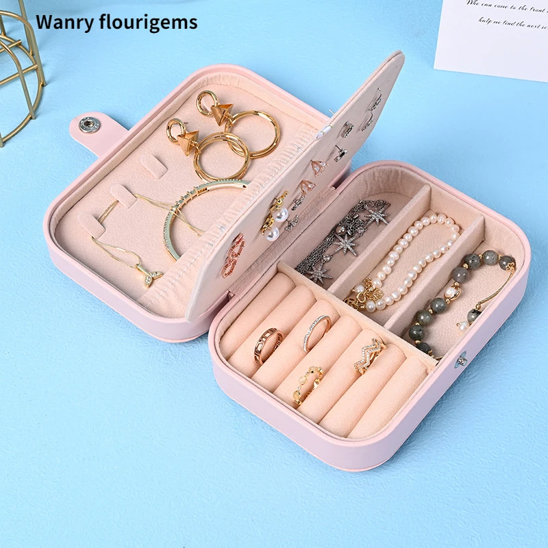 

Earrings Box Small Simple Nordic PU Leather Bracelets Rings Jewelry Box Detachable Mini Portable Jewelry Storage Box For Women