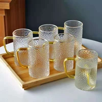 household single layer glass hammer pattern cup juice cup tea cup creative glass transparent hammer pattern coffee milk cup