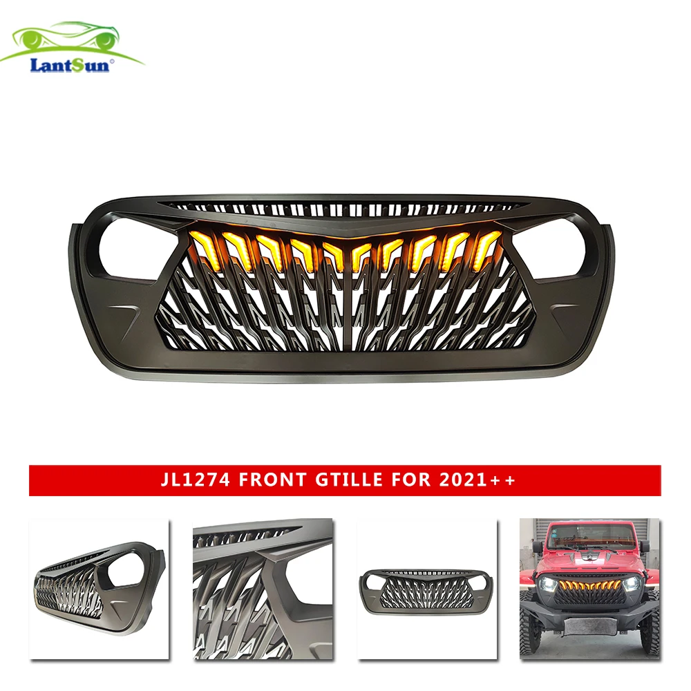 Eagle Wings Front Grille with Amber Led for Jeep Wrangler JL LANTSUN JL1274