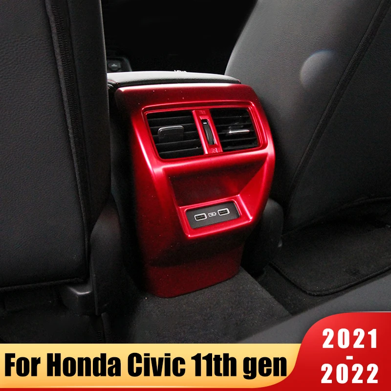 

For Honda Civic 11th gen 2021 2022 Rear Armrest Air Outlet Trim Panel Cover ABS Auto Car Interior Modification Accessories