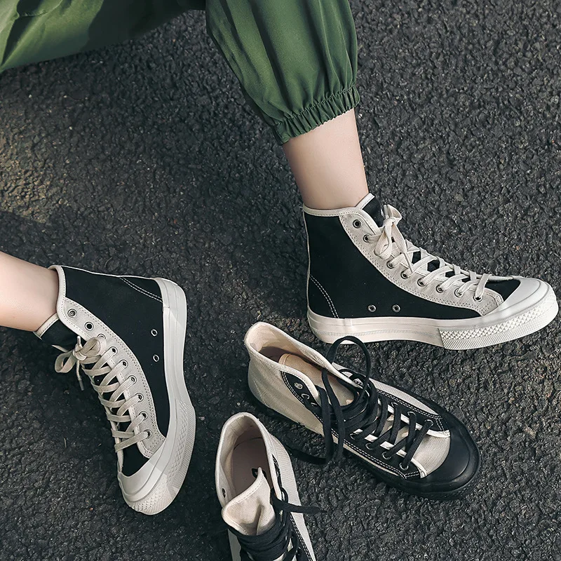 High Top Canvas Shoes Women Classics Four Seasons Lace-up Skateboarding Casual Ladies Sneakers Fashion Espadrilles | Обувь