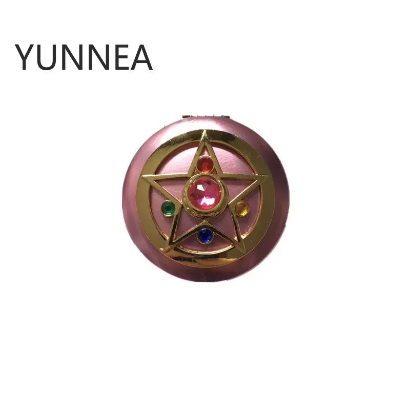 Цветное складное зеркало с сапфировым розовым кристаллом легко носить собой