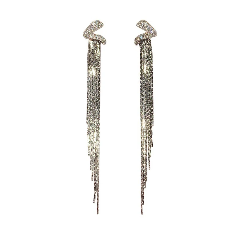 

Sparkling Synthetic Gemstone Tasseled Drop Earrings Fashionable V-shaped Earrings for Women Dainty Jewelry for Party Gift