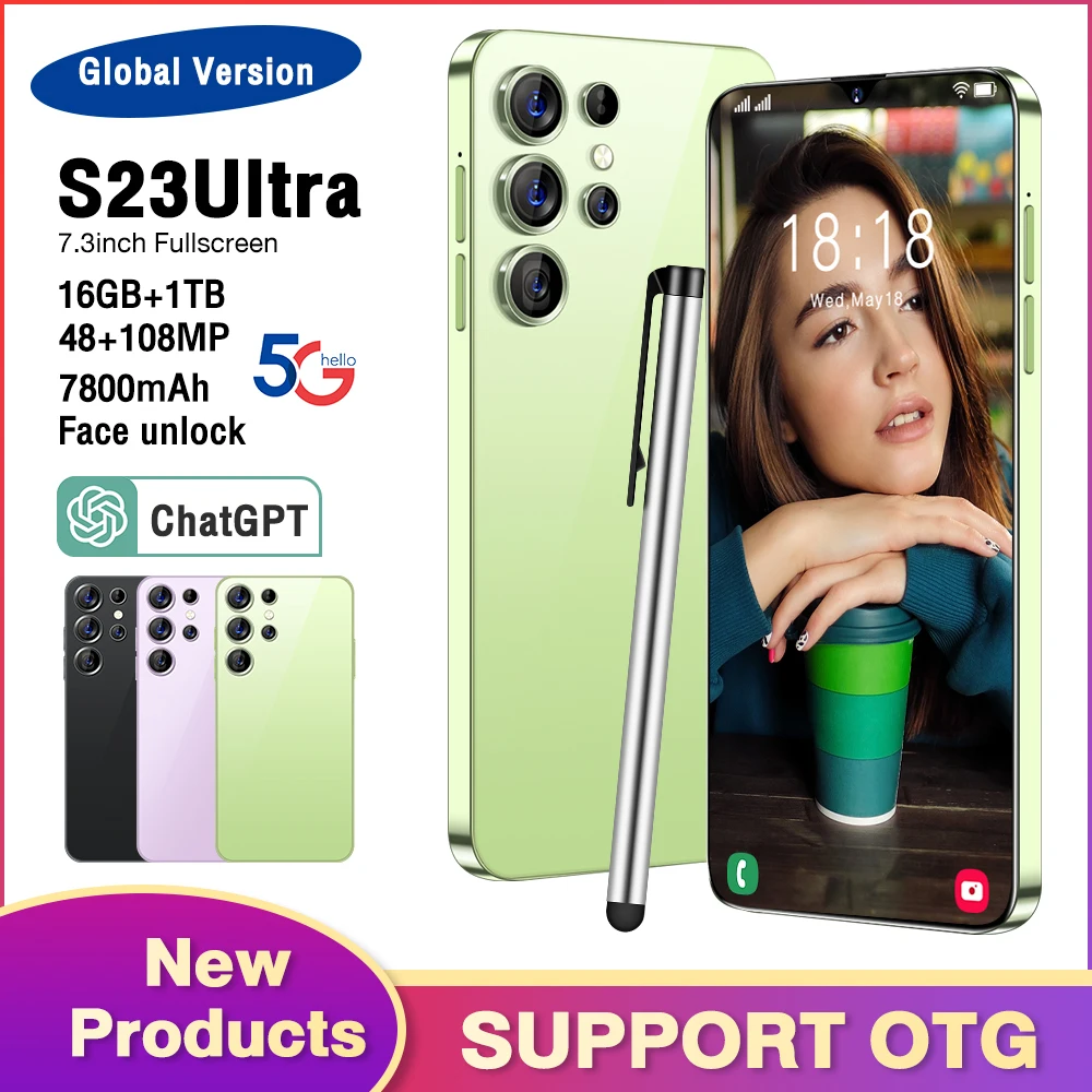 

Смартфон S23 Ultra на Android, 6,7 дюйма, 16 + 1 ТБ, 4G