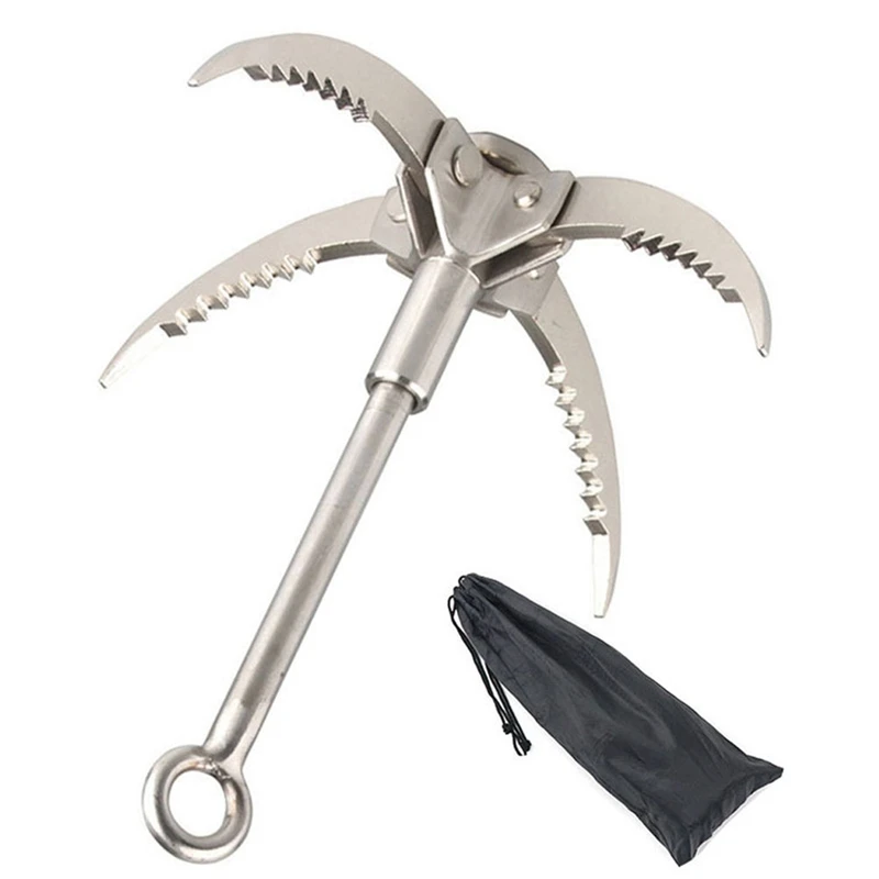 

Foldable Survival Grappling Hook 4 Claws Climbing Claw Portable Stainless Steel Outdoor Multi-Function Rescue Tools