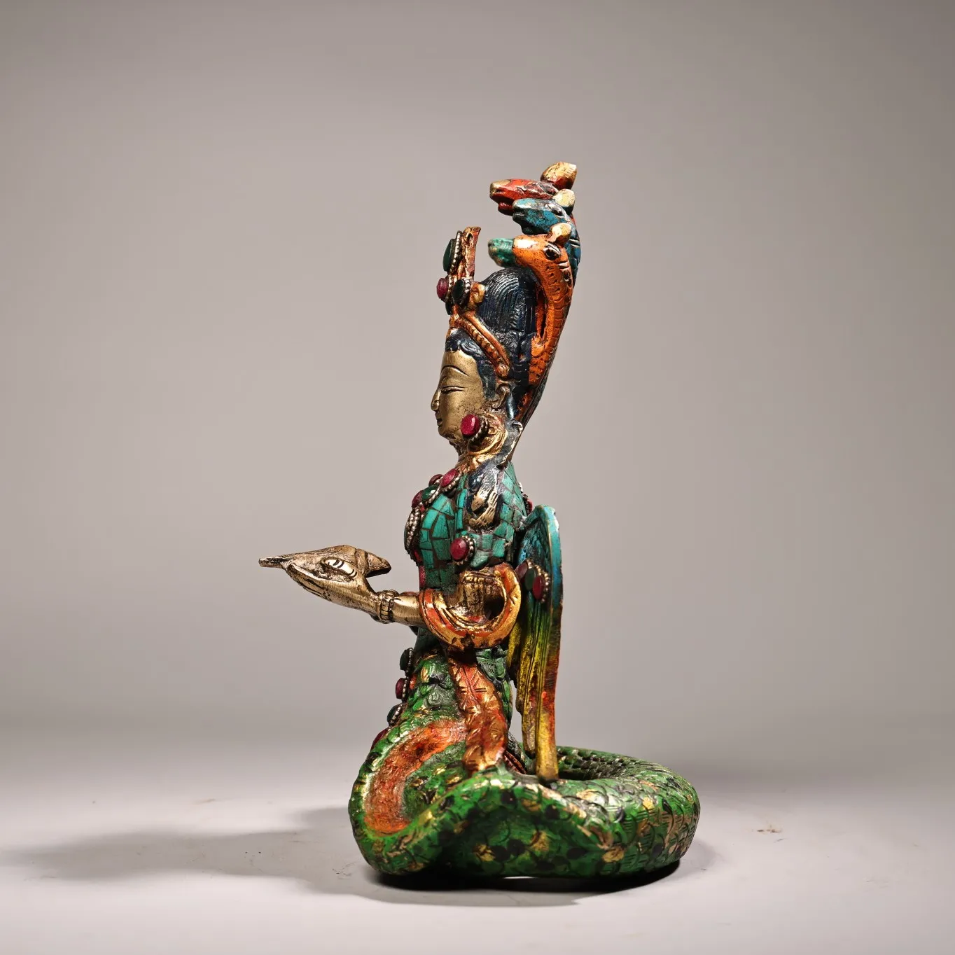 9-дюймовая коллекция тибетского храма старый бронзовый контур в золоте мозаика