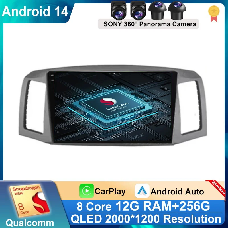 Android 14 Carplay Auto для JEEP Grand Cherokee WK 2004 2005 2006 2007 мультимедийный автомобильный