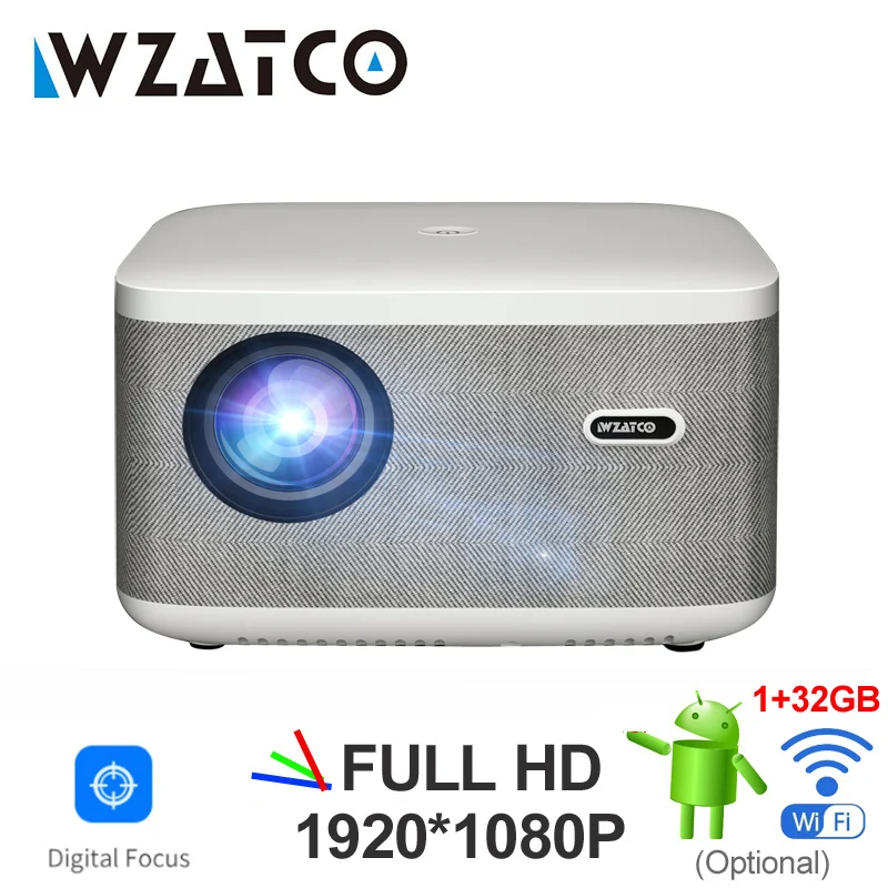 Цифровой фокусный проектор WZATCO A20 Full HD 1080P Wi-Fi светодиодный Видеопроектор для