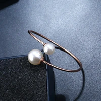classic open cuff bangle for female shell pearl adjustable bracelet minimalist simple and unique twist bangle jewelry
