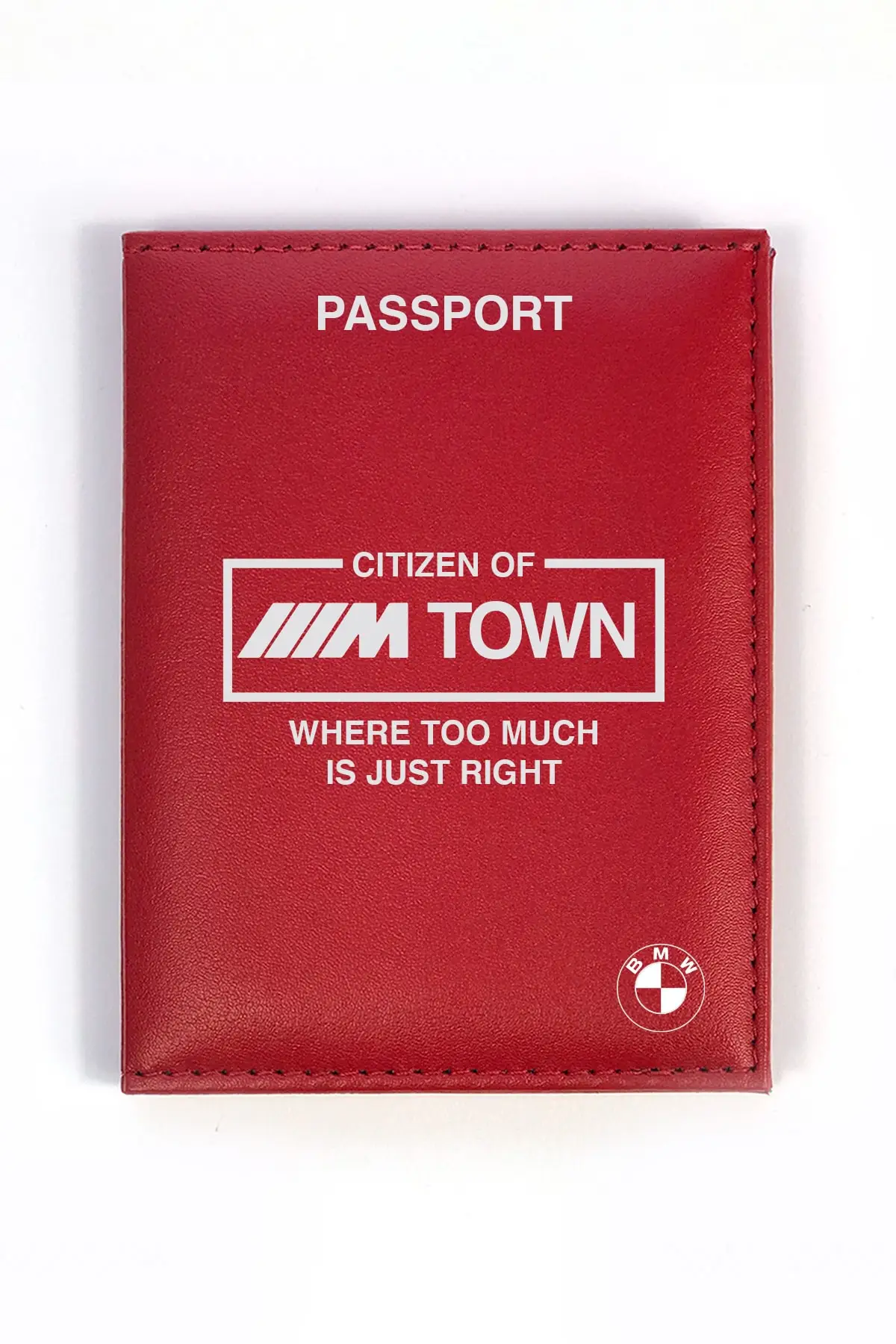 

Bmw Mtown Red License Container Unisex Leather Double Stitched Printed Durable Lightweight Travel Portable
