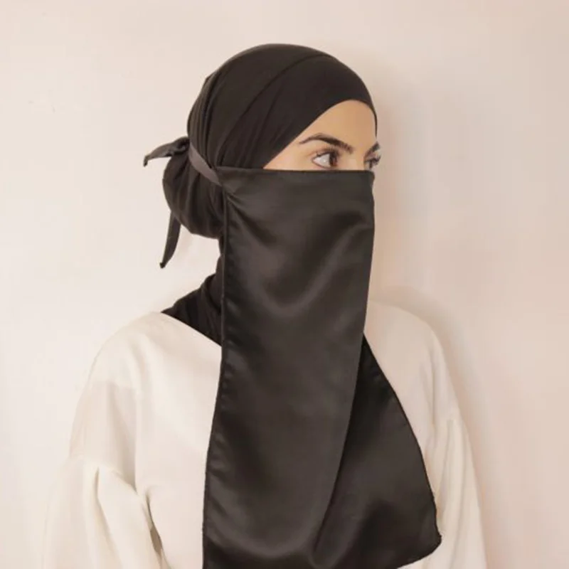 Niqab Высококачественная сатиновая нить мусульманская Однослойная дышащая Нида
